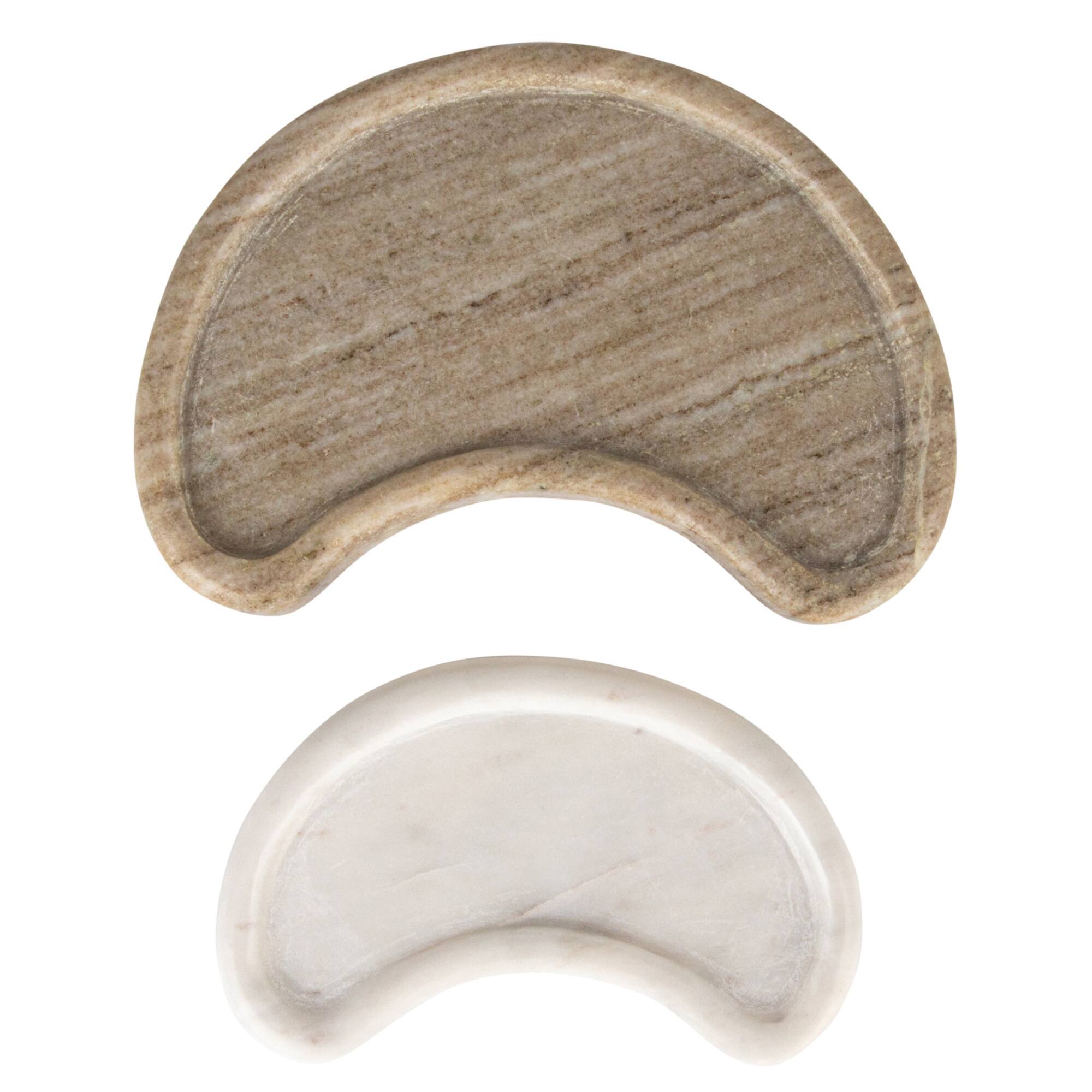 Hello Honey® White & Buff Nestable Marble Kidney Shaped Tray Set